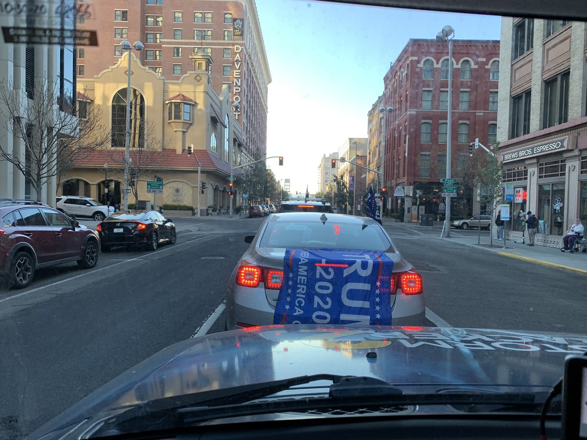 Dozens of vehicles with Trump flags flooded downtown this afternoon.  There was honking and yelling.  Some pedestrians gave a thumbs up, others gave the finger.