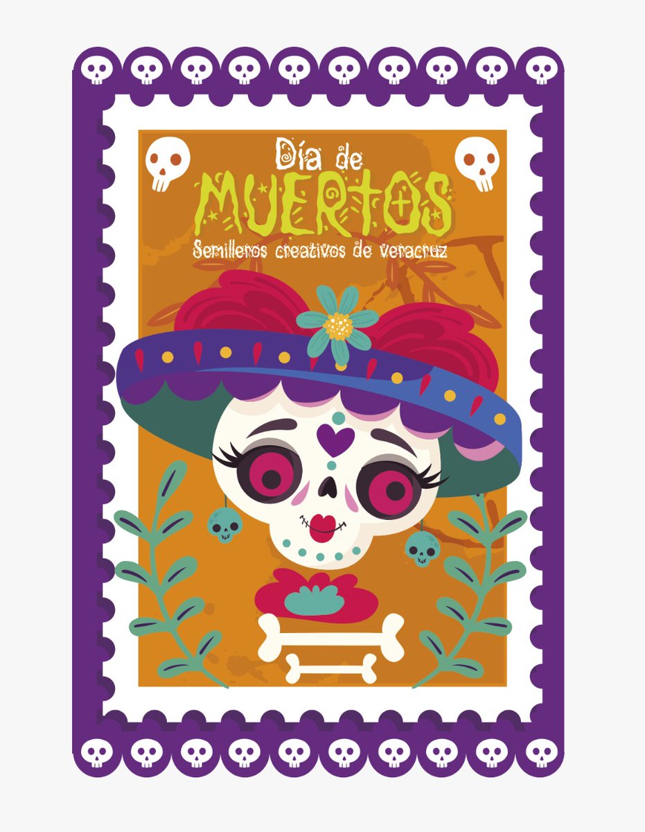 #DiaDeMuertos y #SemillerosCreativosVeracruz celebramos nuestras fechas con estos timbres postales creados por nuestro maestro del #semillerocreativo de #ilustración en #zongolica @twetzka @VinculaCultura