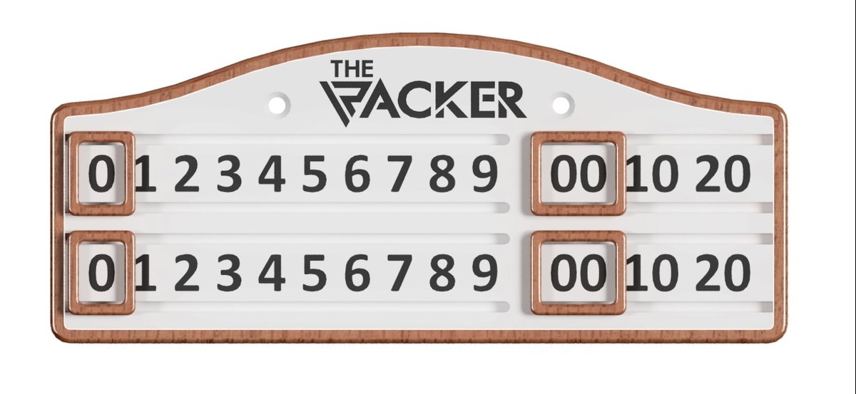 That's the scoreboard concept design done. Just need to make one now 😁 It's currently 260mm Wide and 110mm Tall. This uses the 2 holes next to the logo to screw the scoreboard to the wall.

It's for pool so its a frame counter compared to snookers score counter.