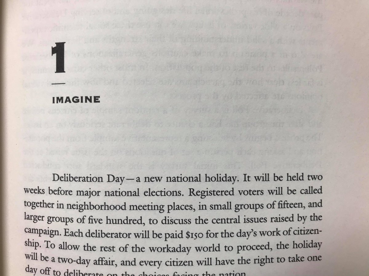 Week 6: Deliberation Day as a democratic innovation or waste of money? We discussed its opportunities & challenges with respect to the presidential election. The idea, originally suggested by Fishkin & Ackerman in 2004, is thought-provoking even today.