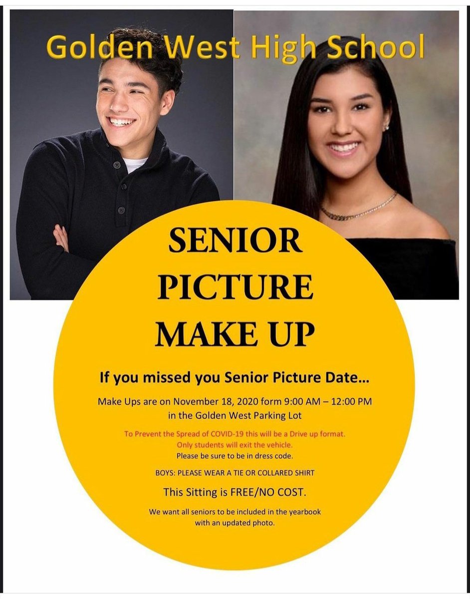 jfregoso44's tweet photo. Senior Picture Make Up Day November  18, 2020 from 9-12 pm at the Golden West parking lot.  #GoBlazers https://t.co/DOqedhqccG