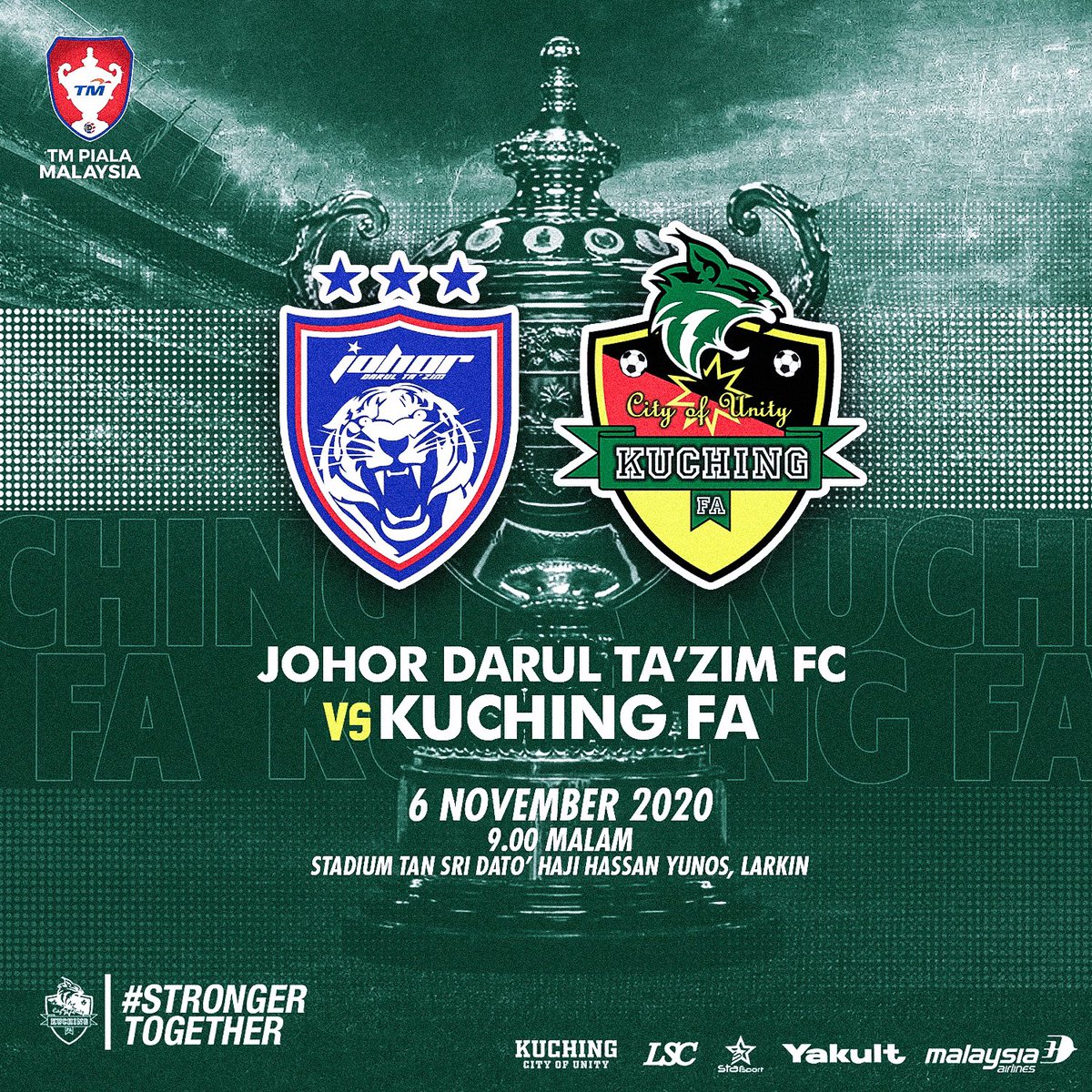 OfficialKCFC's tweet photo. PUSINGAN PERTAMA PIALA MALAYSIA 2020
Selamat maju jaya!
Ganbatte!
Boa sorte!
#TMPialaMalaysia2020
#kuchingfa
#smallclubbigheart
#cityofunity
#strongertogether
#kchfaxsufc1family
#lsc
#starsport
#yakultmalaysia
#malaysiaairlines https://t.co/6rxujxGk2j