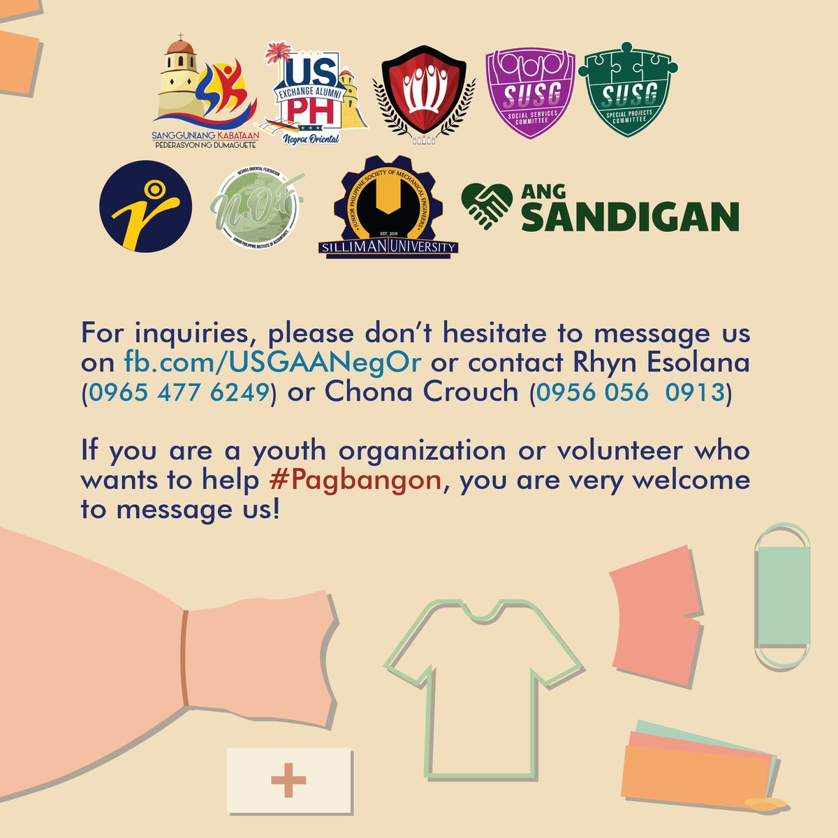 johncavales's tweet photo. #Pagbangon, a fundraising and relief drive for the victims of typhoons Quinta and Rolly. As a community who was lightly affected by the calamity, we want to help our fellow Filipinos.

Mula sa Kabataang Pilipino, Para sa Pilipinas! https://t.co/Gf72pGswdA