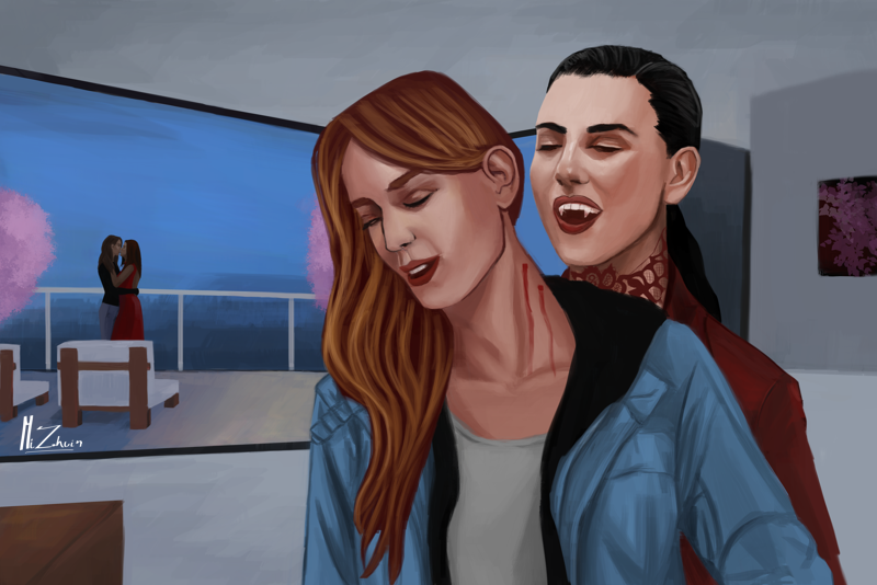 mizhuin's tweet photo. For the SCBB Halloween/Fall prompt list by @SupercorpBB
Number 5: Vampire
Vampire #Supercorp with a little bit of #Reignjas in the background ;p
@Caeprica1 for you! I finished it XD https://t.co/sMZF8n0Rvi