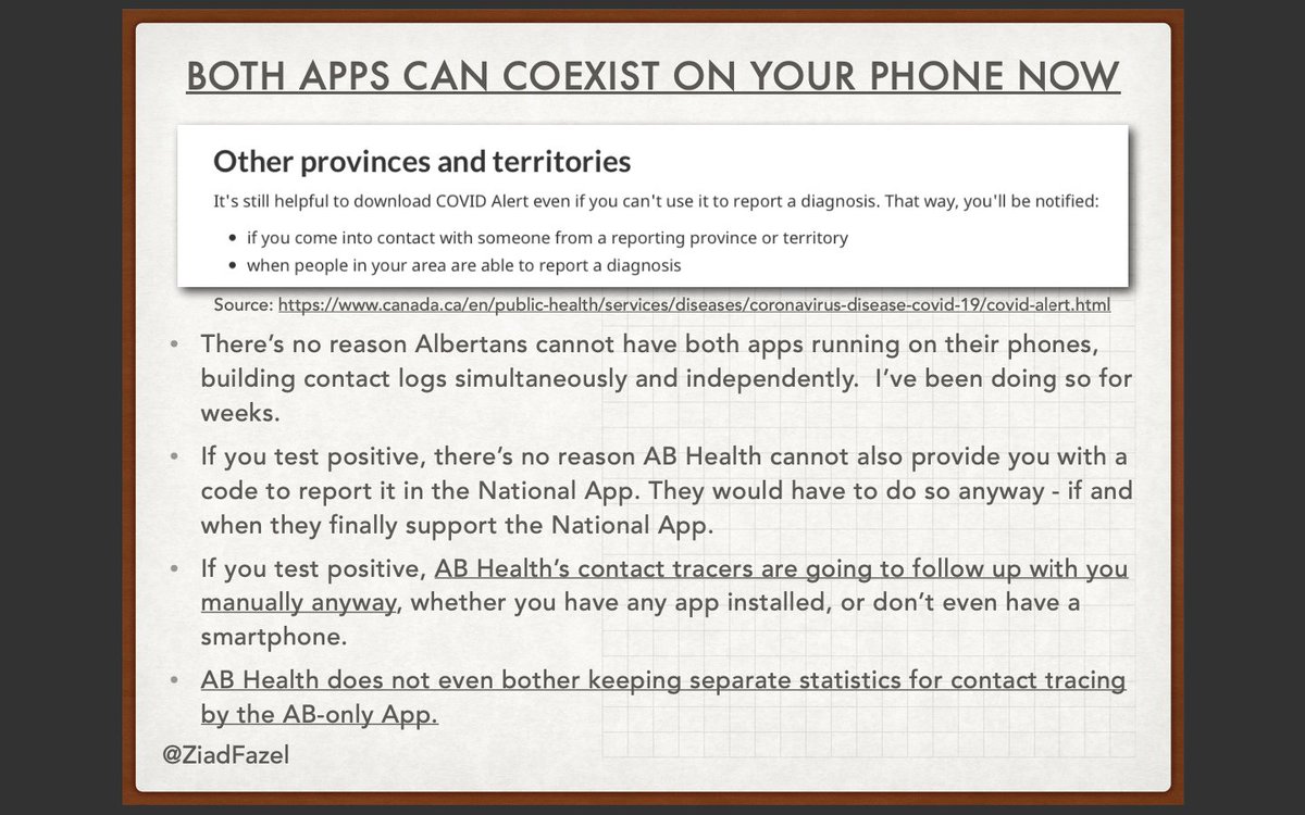 BOTH the AB-Only App, and the National App, can be run simultaneously.AB Health only has to provide a National code for positive tests, as promised in August.8 other provinces have passed Alberta. @picardonhealth  @paulisci  @ctvedmonton  @jasonfherring  @mikesbloggity