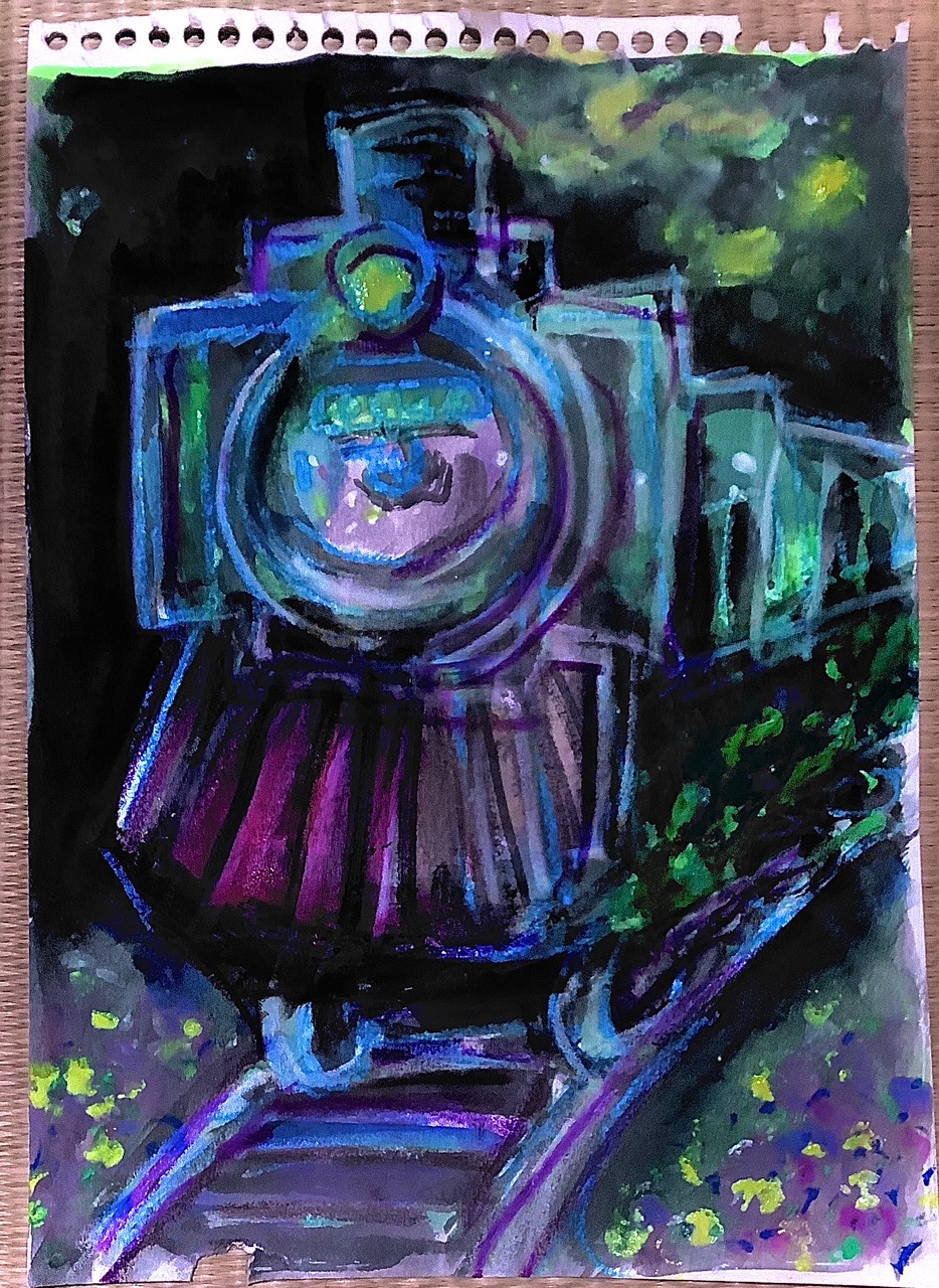 『銀河鉄道の夜を駆ける』水彩色鉛筆&パステル画 ★原画1点物 銀河鉄道の夜を駆ける』水彩色鉛筆&パステル画 ☆原画1点物 風夜