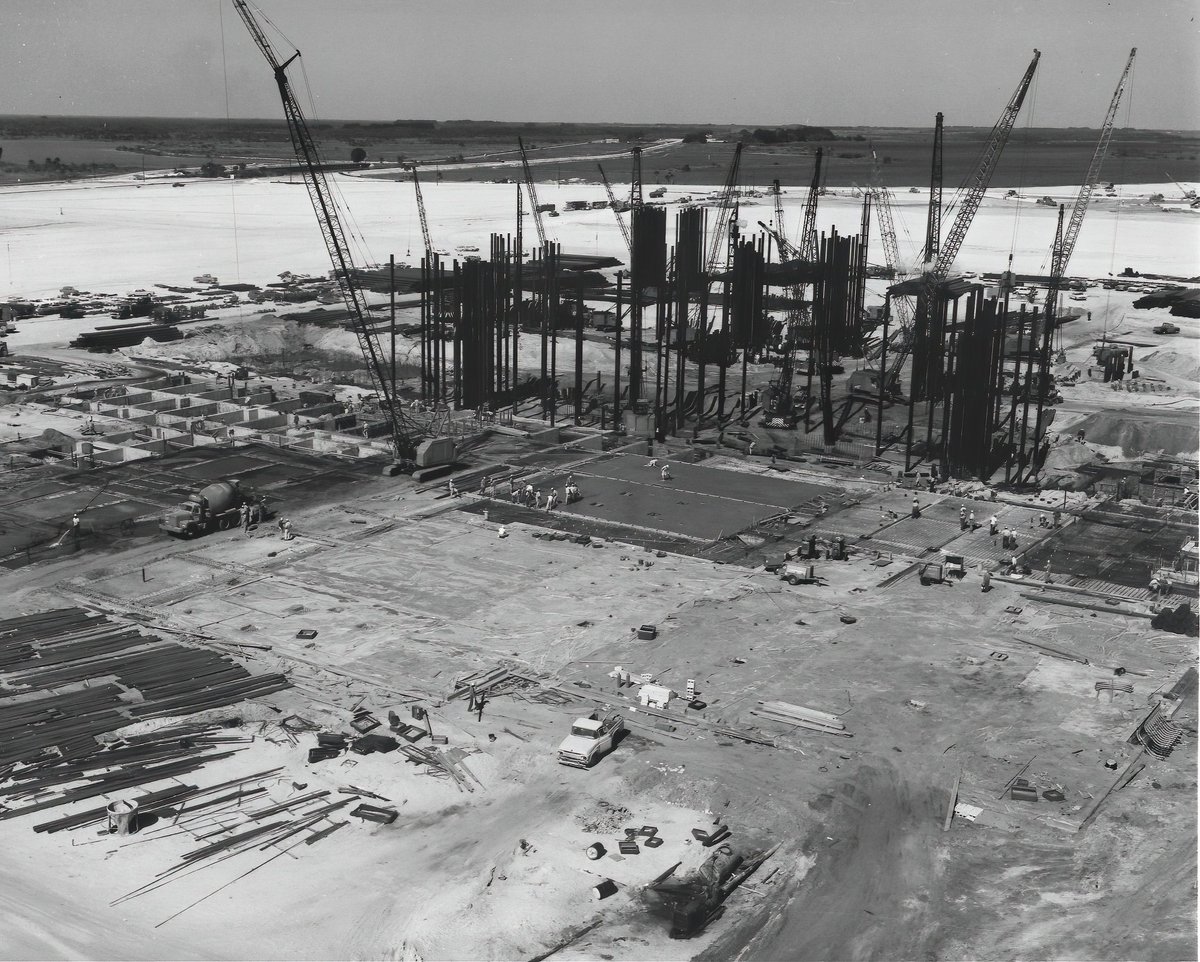 Taken between 1963-09-27 & 1964-01-14, these show the first pilings being driven for the VAB. Pilings were 406mm in diameter & 9.5mm thick and driven almost 50m. A total of 4225 piles were used with a total length of 205km (128 miles)