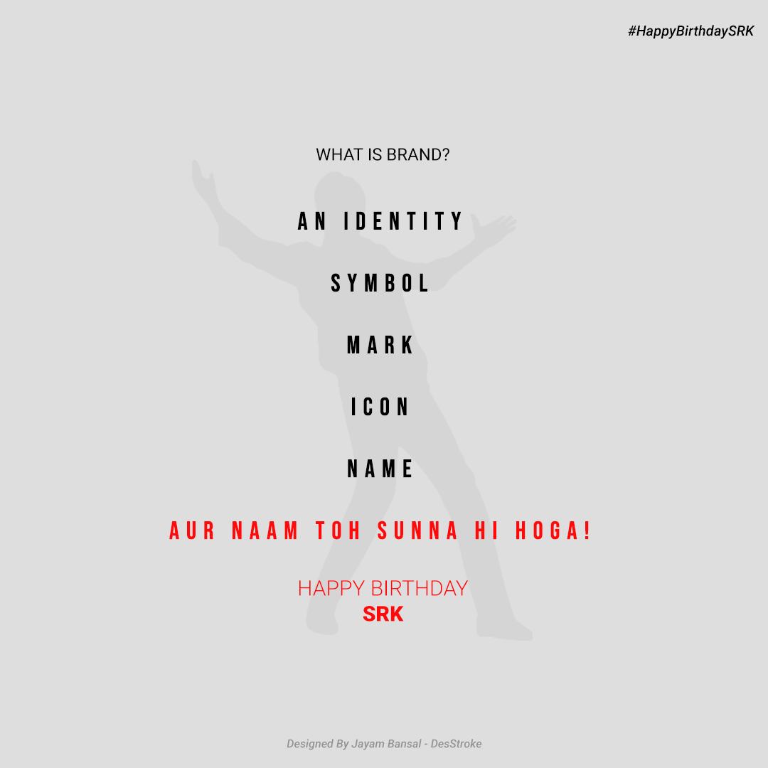 jb_returns's tweet photo. Naam toh sunna hi hoga!
#happybirthdaysrk
#happybirthdaykingkhan #srk #brandsrk #srkfanclub #Momentmarketing #trending #trend #trendjack #shahrukhkhan #badshah #socialsamosa #topicalspot #birthdaywishes #kingkhan #movies #kingofromance #brand https://t.co/gkI7DxVDvW