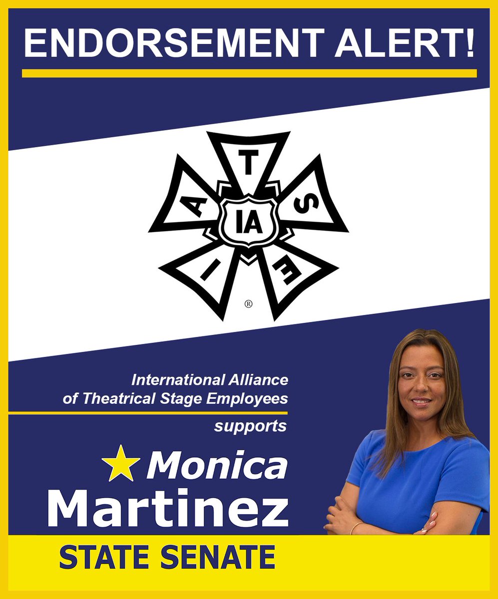 Pleased to receive the endorsement of the International Alliance of Theatrical Stage Employees. At a time where our entertainment industry has been struggling due to the Covid-19 pandemic, I am proud to support their efforts in ensuring their incredibly talented work can go on.