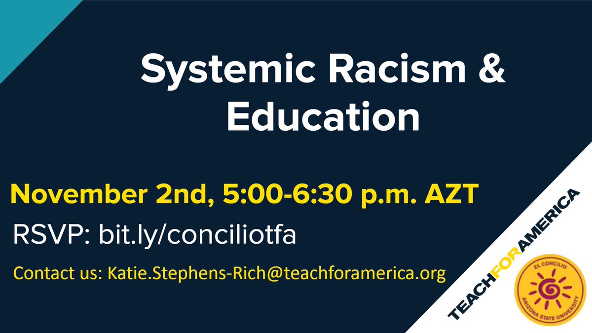 asuelco's tweet photo. Join us for a co-hosted conversation with student leaders from El Concilio and current Teach For America corps members and alumni on efforts they've made inside and outside of the classroom to address systemic racism.

register here https://t.co/iszO6H0amP https://t.co/W9kQR8i4Lu
