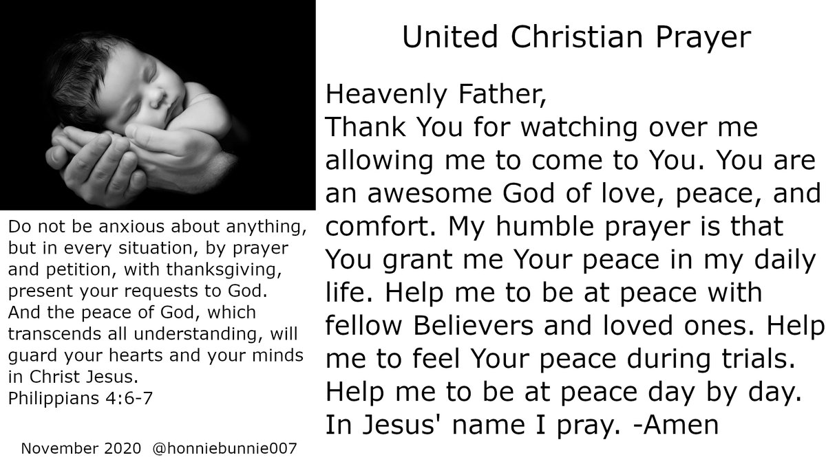 For every day in November, please pray for the peace of God to fill your life in every circumstance, trial, or daily activity you encounter. Thank you and may God bless you as you pray and seek Him day by day. #UnitedChristianPrayer #LordsArmy #Peace #JesusMatters