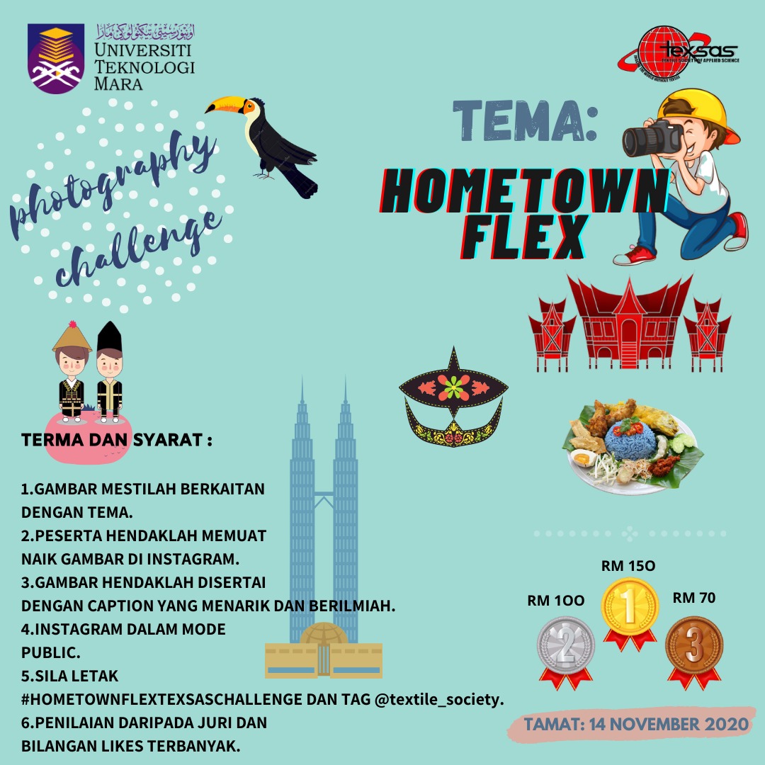 texsas_uitmsa's tweet image. PERHATIAN ‼️
Suka bergambar? 🤳 🤩 Nak menang duit? 💰💰JOM SERTAI KAMI! 
Kami dari persatuan TEXSAS (Textile Society of Applied Science) mengadakan pertandingan Textile Photography Challenge kepada siswa dan siswi Fakulti Sains Gunaan Uitm Shah Alam.