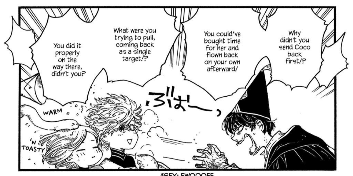 orugio is the most epic husband &amp; father alive... yelling at them for being reckless about their safety while also magically blowdrying them... he's so Good 