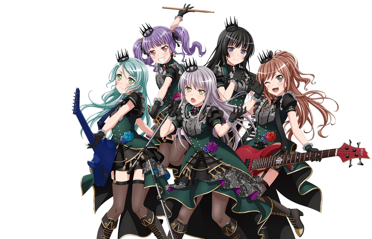 one must go: roselia default outfits. 