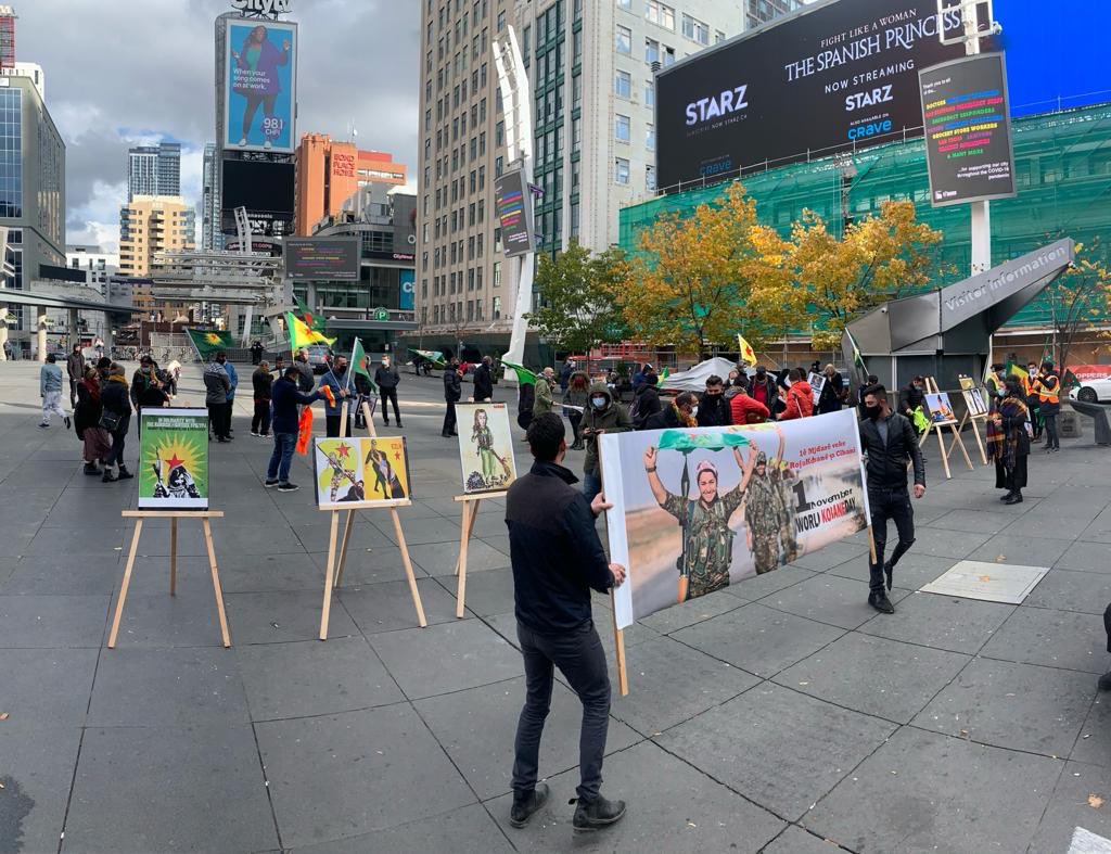  #WorldKobaneDay in  #Toronto, Canada, with an exhibition of the heroic resistance of  #Kobanê !  @toronto_kurdish  #1NovemberWorldKobaneDay #RiseUpAgainstFascism #RiseUp4Rojava