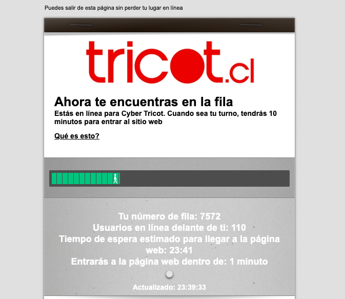 atentus's tweet photo. @tricot_cl A menos de una hora del #cybermonday @tricot_cl y @RipleyChile ya se encuentran con listas de espera.
#conAtentus no tendrás que dejar a tus clientes esperando. Prepara tus plataformas para una alta concurrencia de usuarios. 

https://t.co/fKi0RZNqrF https://t.co/ik5PnHoNIg