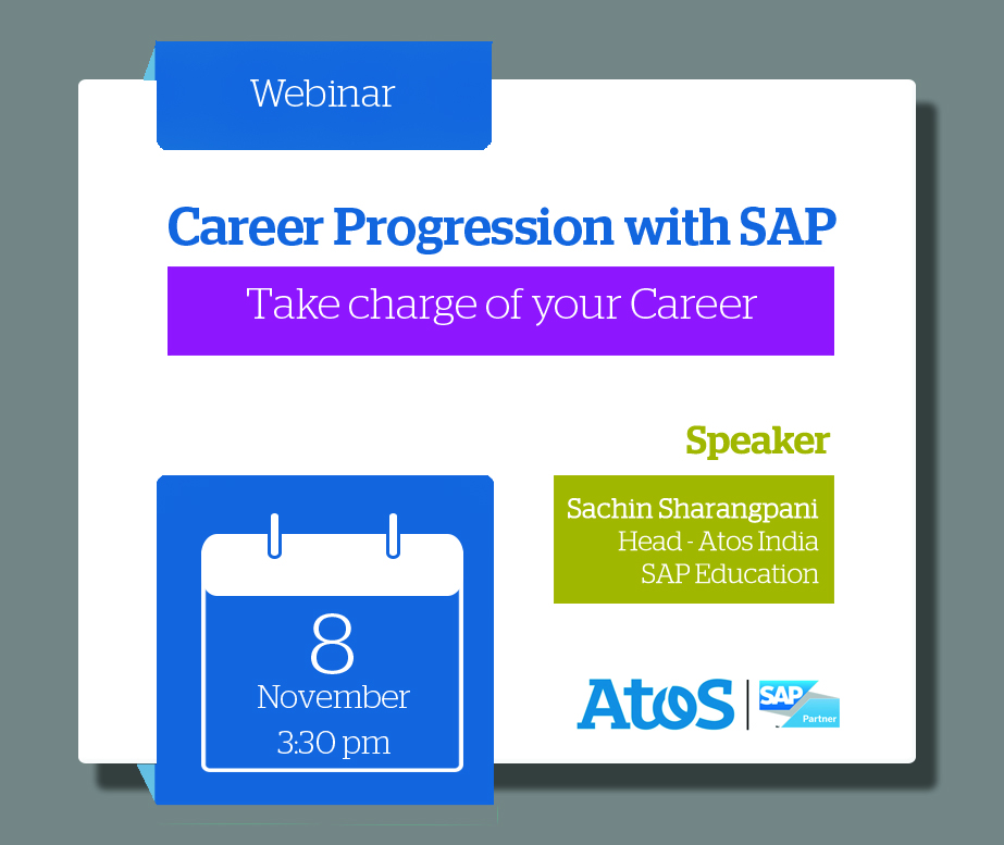 AtosSap's tweet photo. Are you an entry level fresher/ Experienced Professional?

Know what SAP has to offer you in terms of career launch &amp; growth.

Attend our webinar "Career progression with SAP" 
Sunday, 8th November, 2020 from 3.30 pm – 05.30 pm.

Register Free - https://t.co/hX5624ro9v https://t.co/hFdgyojoTK