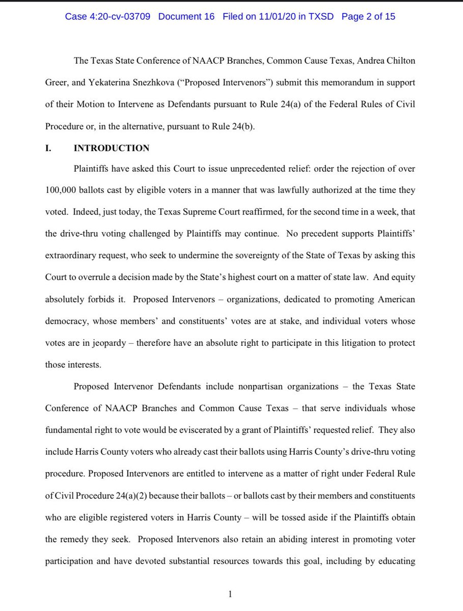 BREAKING: We are fighting back against the 11th hour attempt to disqualify over 127,000 ballots cast curbside by fully eligible voters in Harris County, TX. This is a desperate attempt to disenfranchise largely Black and Latino voters, and voters with disabilities.  @LawyersComm