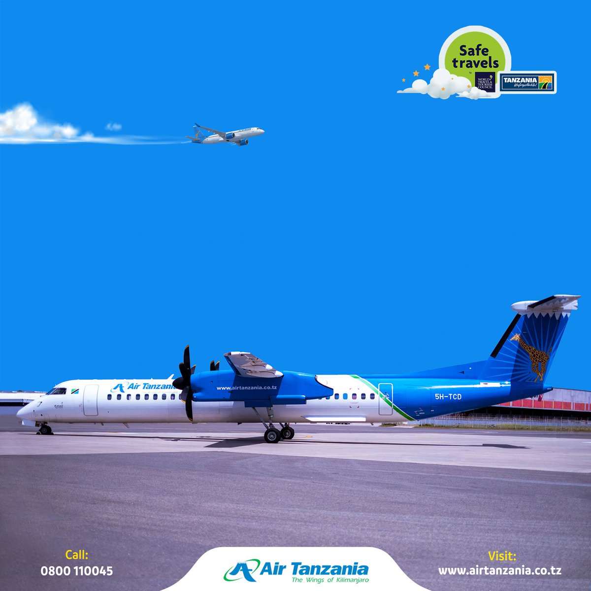 AirTanzania's tweet photo. The blue sky waits for me, and I am waiting for you! Where will you be flying ✈️  to this week?

#FlyAirTanzania
#TheWingsofKilimanjaro
#Safirisalamafikasalama https://t.co/zLbs2ucgle