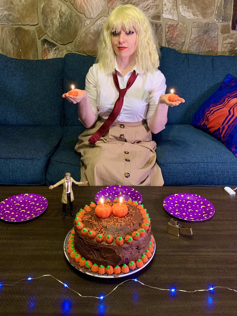 MonicaDenizen's tweet photo. Halloween baking with #Constantine and a puppy helper while watching #JLDApokolipsWar #PerfectHalloween #Halloween2020 #pumpkinchocolatecake https://t.co/bQ3Jt9Njma