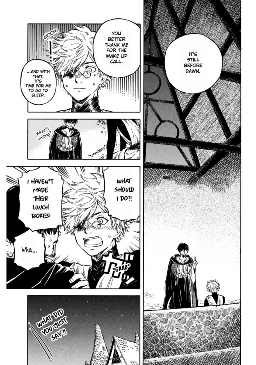 the third chapter is literally them making lunches for the kids for the next day... this is so sweet... i love gay gendery people taking care of kids together...