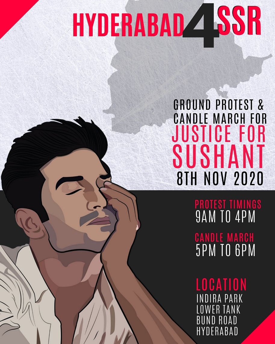 Neelima019's tweet photo. People from Hyderabad get ready to show our unity and roarrrrr...... 
#Hyderabad4SSR 

Remember the date 8th November https://t.co/sHdsdoFo2i