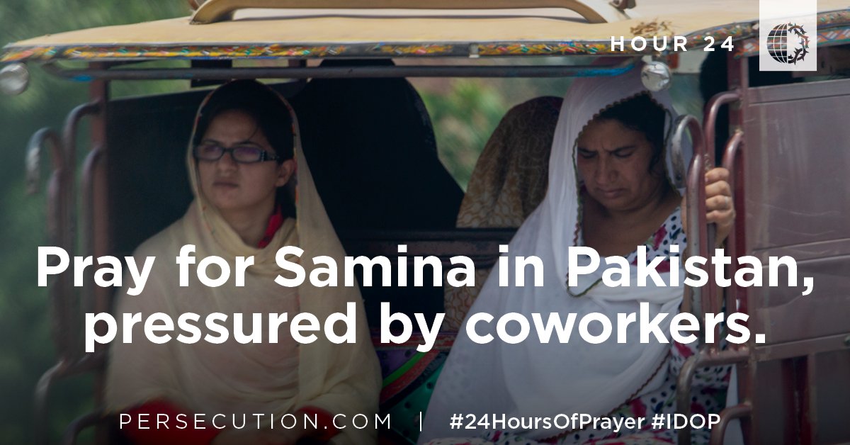 VOM_USA's tweet photo. Pakistan, HOUR 24: When coworkers found out Samina Masih was praying with other Christian women at lunchtime, they grabbed her and tried to force her to convert to Islam. Pray for Samina and other Christians in Pakistan who experience constant persecution. #IDOP #24HourPrayer https://t.co/wnewGXAjUZ