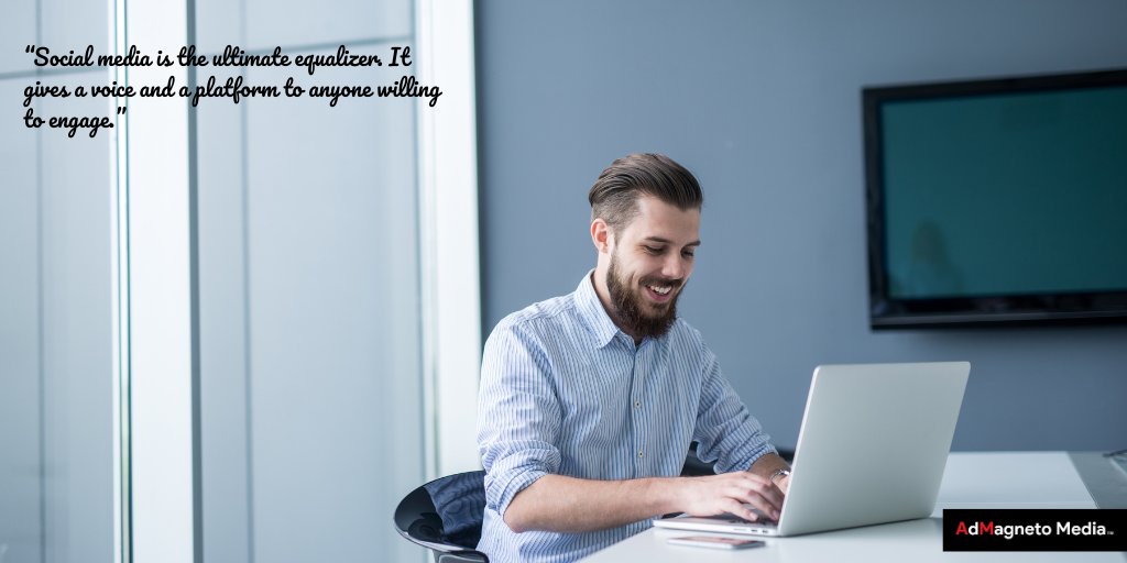 admagneto's tweet image. “#Socialmedia is the #ultimateequalizer. It gives a #voice &amp;amp; a #platform to #anyone #willing to #engage.”

#admagnetomedia #marketinghacks #SMO #SEO #ORM #PPC #digital #DigitalOOH #mediaplanning #medibuying #marketresearch #brandconsulting #creativeagency #bestsocialmediaagencyd