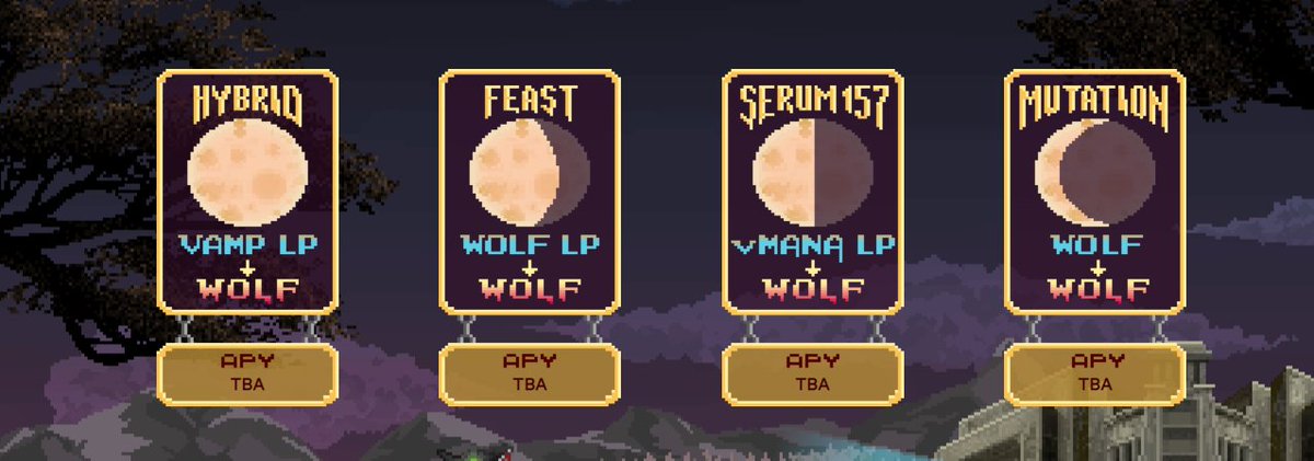 Werewolf farming is now live! Visit app.vampire.finance/#/wolfPools to start earning $WOLF tokens. 
Uniswap trading at info.uniswap.org/pair/0x41d4a56…
