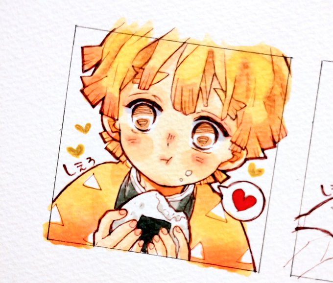 しえろ⚡さんがTwitterに投稿した我妻善逸(鬼滅の刃)のイラスト。