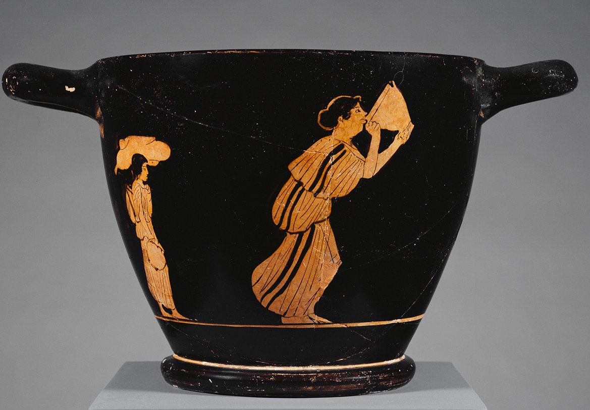 Even so, there's probably something to be learned from our ancient predecessors: Show up.  #VOTE  . Hold others accountable.And if you've done your part, have a glass of wine after! This woman ca 460 BCE get it (pictured on a skyphos, Getty Inv.  http://86.AE .265)