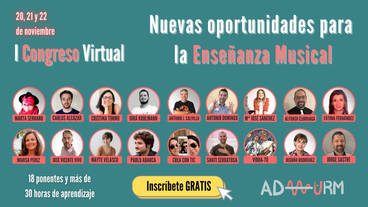 MachadoMusical's tweet photo. Formación GRATIS #EdMusical:

1. CTAOSA: Canción Guatemala y Nicaragua https://t.co/kk7aIBPSOX 
2. Cuenca @samu1392: II Encuentro Escuela Música Sta. Cruz 
3. Cuenca: Encuentro Int. Docentes
4. Murcia: @admurm_  I Congreso Virtual 
5. Pedro Consorte y + https://t.co/8MP296tNtH https://t.co/UlIXKDV3S1