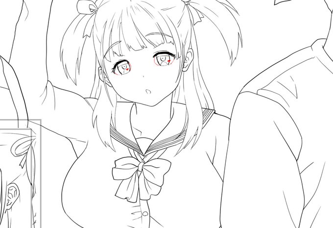 pen入れ13日目でした、今回も結局カラーにすることにしたので、線は意識的に少なめに入れています 