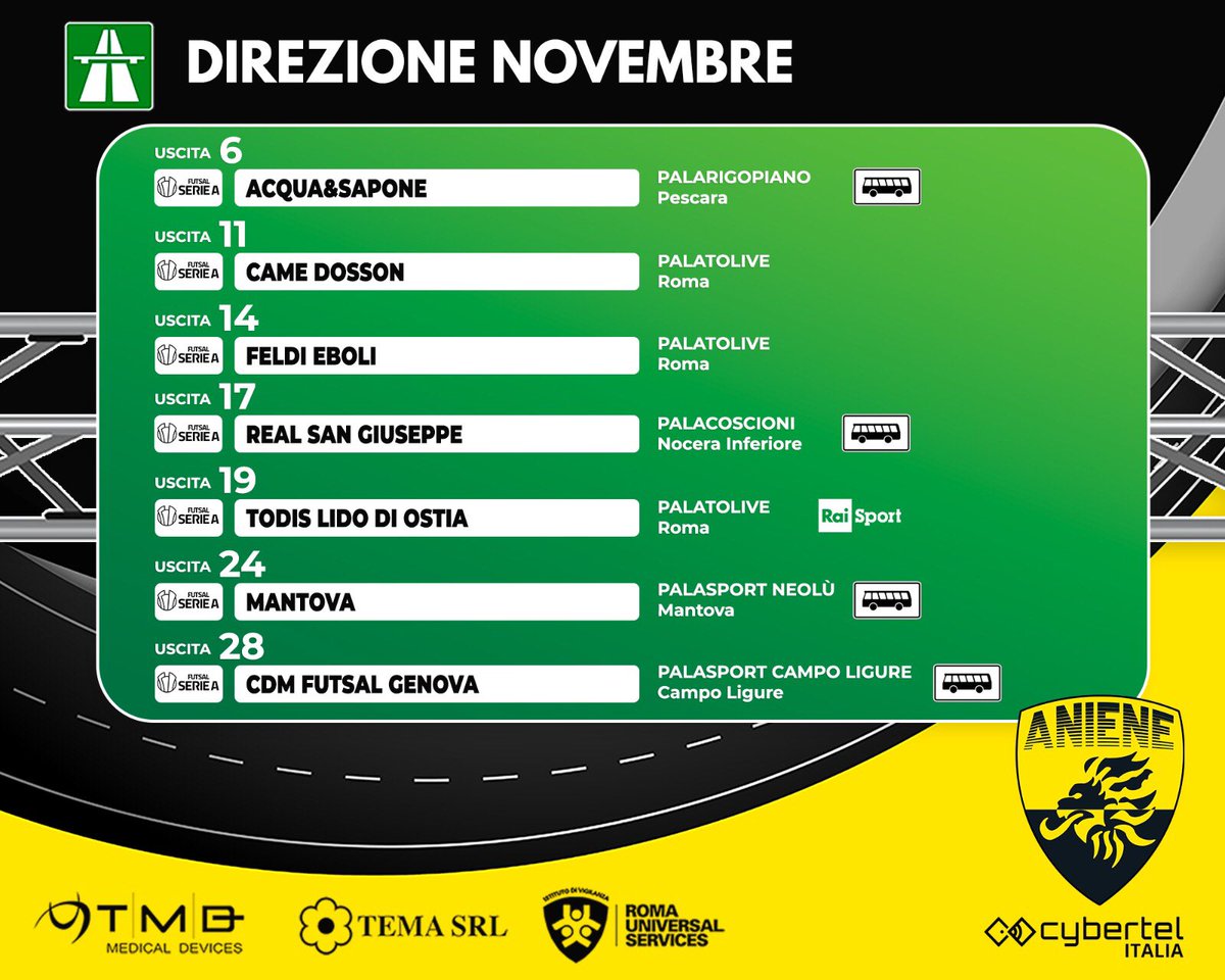 🤩 Finalmente torniamo in campo
▶️ Venerdì riprenderemo il nostro cammino da Pescara, ospiti dell’AcquaeSapone

🗓 Il ricco programma di novembre

💛#veroAmore 🦁#HearMeRoar
