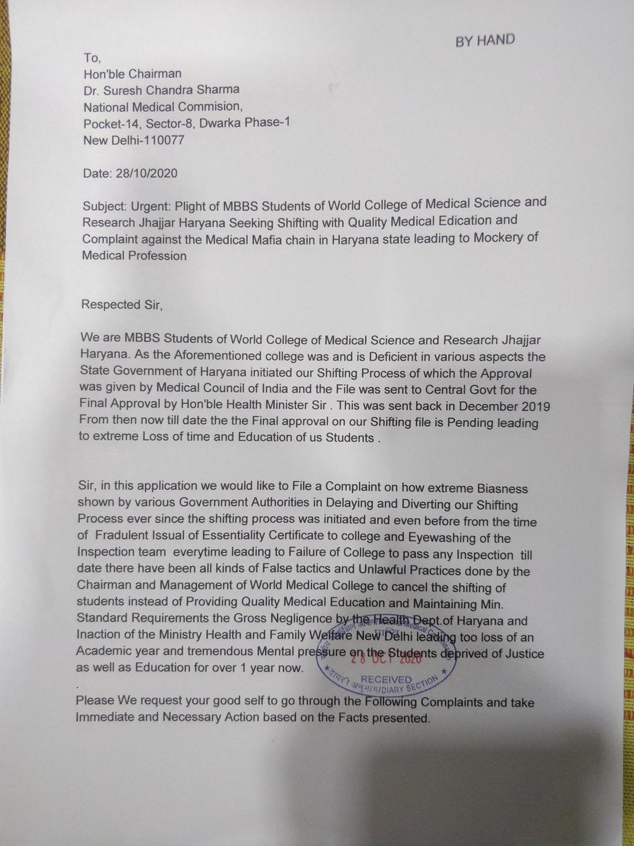 swapi_007's tweet photo. @DeependerSHooda @Amiodarone_04 Is the Purpose @NMC_IND to Maintain Best Std. For Medical Profession or To Create "Half Baked " Doctors as in case of World Medical College Jhajjar.
Shift the Students,Stop the Medical Mafia! #NotoNMC @drharshvardhan @PMOIndia @rashtrapatibhvn @India_NHRC https://t.co/9fnQH02sg0