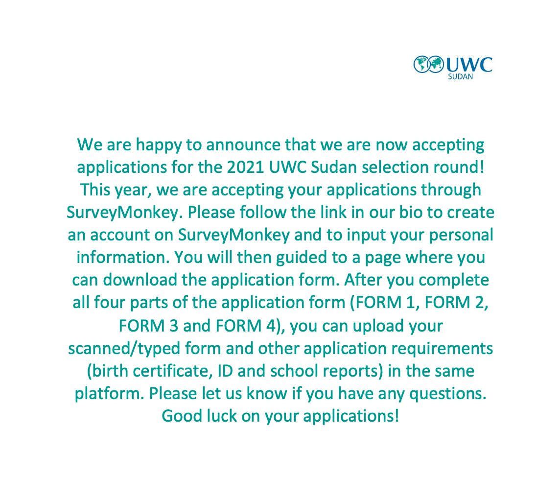 uwcsudan's tweet photo. Good luck to everyone and please reach out with any questions! https://t.co/kKrTHnFm8V