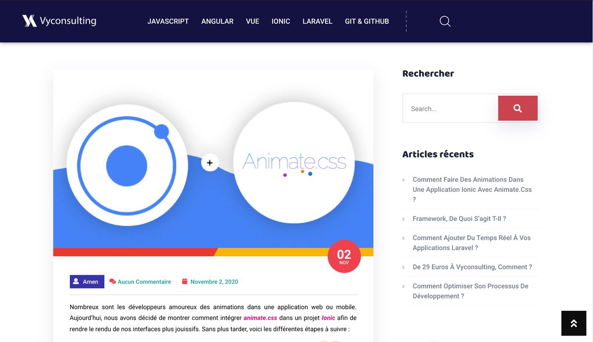 wetillix's tweet photo. Hello la #vyCommunity !
Dans cet article, nous parlerons des #animations dans les applications @Ionicframework. Notre choix s'est porté sur la librairie animate.css qui est très souple et très facile à utiliser.
Régalez-vous ici: https://t.co/7hRwkxKn92
#100DaysOfCode https://t.co/cIjgZOl1Ed