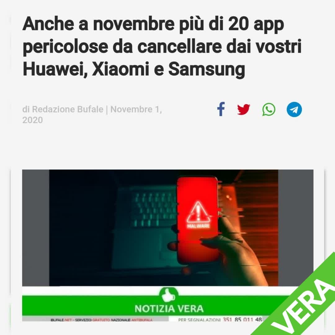 Bufalenet's tweet image. Attenzione per chi ha un dispositivo Android, soprattutto quelli di produttori Huawei, Xiaomi e Samsung, perché sono state scovate ben 21 applicazioni che si ritrovano con un nuovo malware scoperto dai ricercatori di Avast.
#virusandroid
bit.ly/34LTjtT