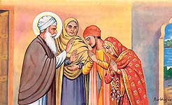 With time he endeared himself to Guru Amar Das Ji who was very impressed by his hard work and determination. The guru decided to get him married to his daughter and the wedding took place in 1554. (8/19)