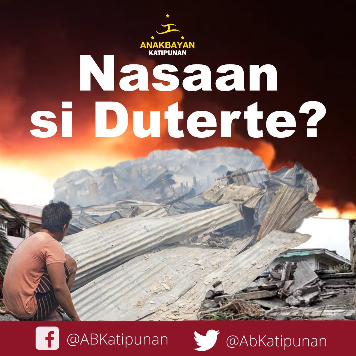 OUST THE NEGLIGENT DUTERTE NOW!

READ THE FULL STATEMENT: facebook.com/ABKatipunan/ph…

#OustDuterteNow
#NasaanAngPangulo
#NoToDevelopmentAggression