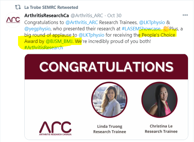 BruknerKhan's tweet photo. Kudos @LKTphysio Linda Truong for winning People's Choice award at #LASEMShowcase last week. She gets an autographed (one author) copy of Volume 1. #ItsInTheMail https://t.co/uwScMPj4oW