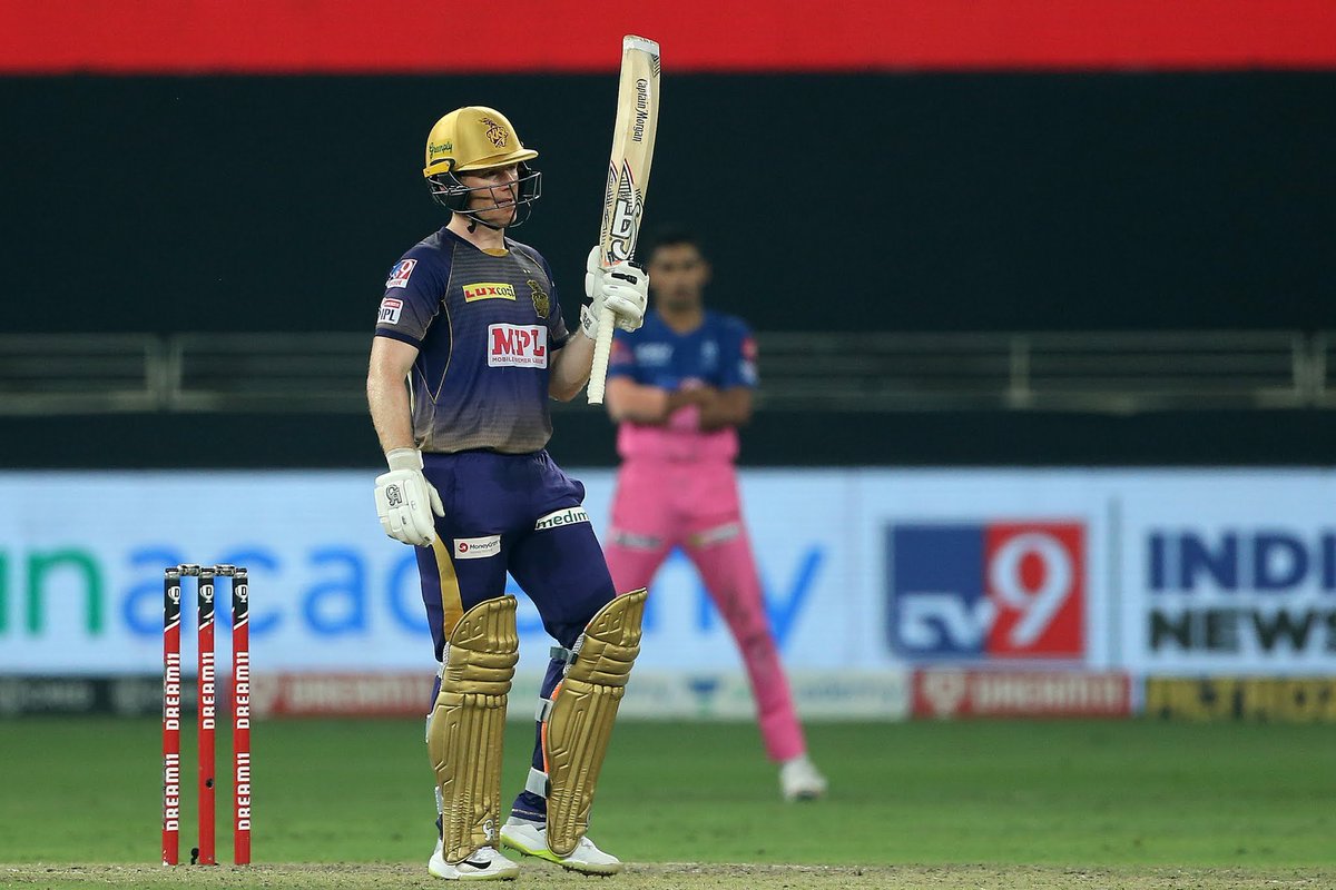 Match 54: KKR beat RR by 60 runs at Dubai thanks to Eoin Morgan’s 68* off 35. Russell hit 25 off 11. KKR registered 191. In reply, RR came out with an intent but lost wickets. Pat Cummins took 4/34 & won the game for KKR. Mavi & Varun Chakravarthy took 2 wickets each