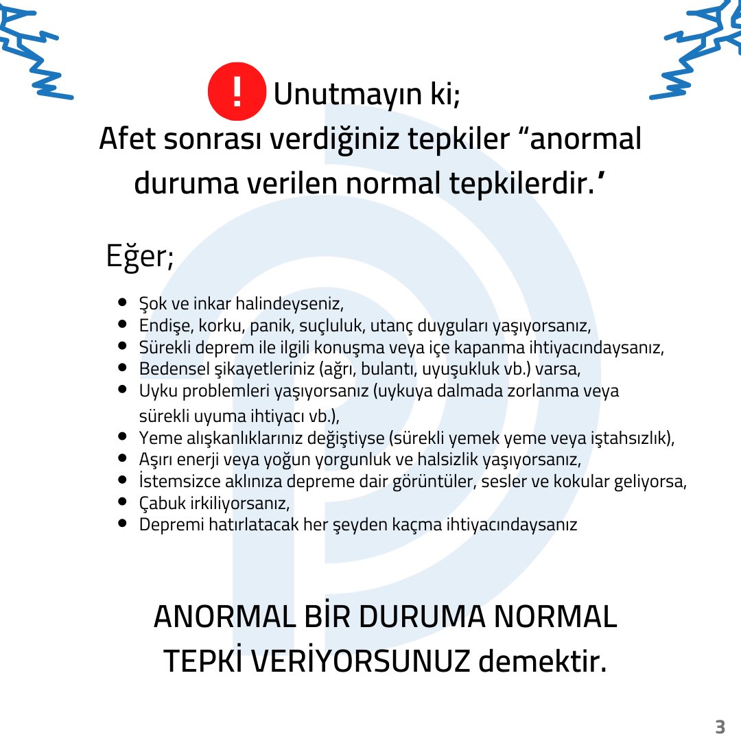 Türk Psikologlar Derneği Travma, Afet ve Kriz Biriminin hazırladığı Deprem Bilgilendirmesi 

#izmir #deprem #psikososyaldestek
#dayanışma #birlikteyiz  #TürkPsikologlarDerneği