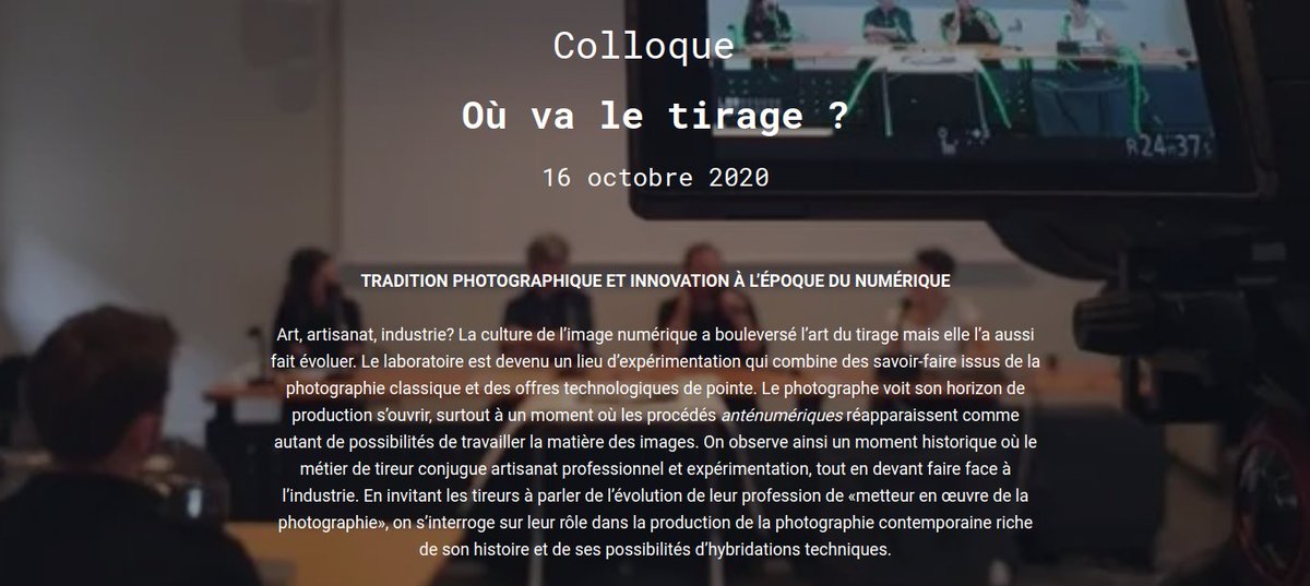 ED441_Histo_art's tweet photo. Les captations du colloque « Où va le tirage ? Tradition photographique et innovation à l’époque du numérique » organisé par Linda Garcia d’Ornano et Michel Poivert le 16 octobre 2020 @INHA_Fr sont désormais disponibles en accès libre sur le site du #CIPGP
https://t.co/CP7NQ3TRpl https://t.co/4rCqxn0ovf