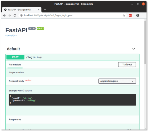Icing on the cake: FastAPI automatically generates the OpenAPI specification and a Swagger UI, which you can use to try out your app.