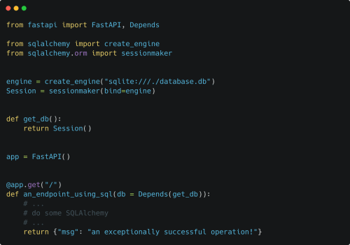  Easy integration of databases.Working with databases can be a real pain in other Python frameworks. If you ever tried to make Django work with MongoDB, you know what I am talking about.With FastAPI, it is simple and pleasant, like a cool summer breeze.