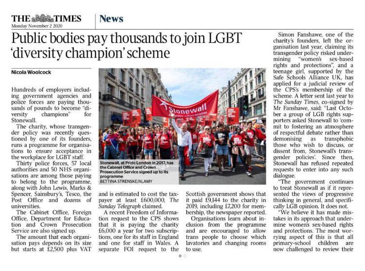 Is Stonewall's Diversity Champions scheme fit for purpose? This article highlights what has gone so badly, and sadly, wrong. The issues raised are at the heart of the case being brought by  @BluskyeAllison against  @stonewalluk. We support Allison in her fight for justice. /1