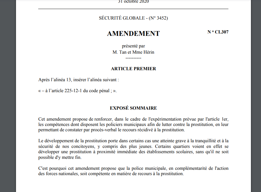 Cet amendement propose de permettre aux policiers municipaux de constater par procès-verbal le recours récidivé à la prostitution