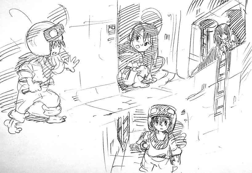 操縦室からサイズの合わない、ギガントの飛行服を着て旅(機内の探検)に出る主人公。

はじめて出会う他の人間(少女)は半分野生化し、薄暗い機体の中を縦横無尽に駆け回っていて、主人公よりも身体能力が高い。

虚弱な主人公と仲間になるまでが、一苦労。

……とかの妄想。

>ギガントぐらし 