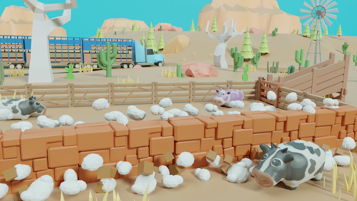 You would think a solid wall appearing out of nowhere would be unsettling. These lovely ladies just take it in their stride. #unity3d #blender #gamedev #Androidgames #iOSDev #FencedIn